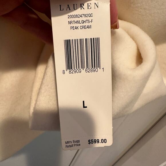 NWT Ralph Lauren Boho Norther Lights Peak Cream Wool Shearling Lined Coat L - Picture 11 of 13